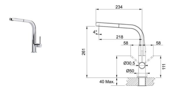 Sinos Pull Out Nozzle side Tap - Image 2