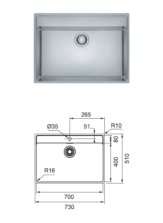 MARIS MRX 210-70 TL STAINLESS STEEL SINK - FRZOOM